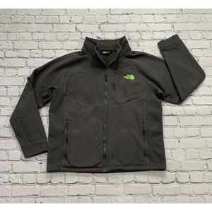 The North Face Jacket Men's Large Dark Gray And Green Zip Up Fleece Hiking
